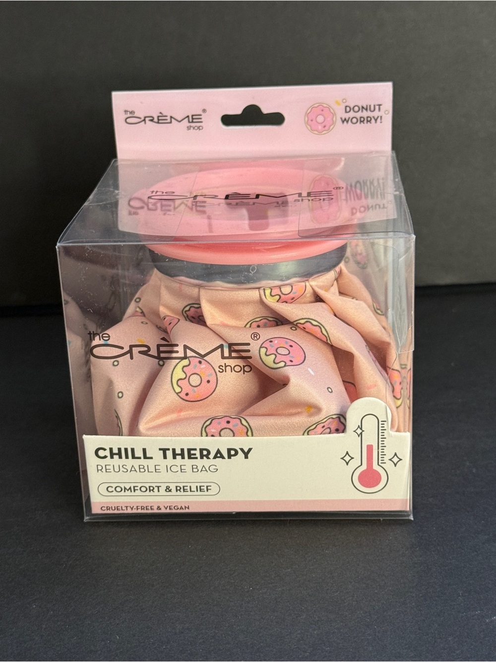 The Crème Shop Donut Worry! Chill Therapy Reusable Ice Bag Pink NIB Cruelty-Free